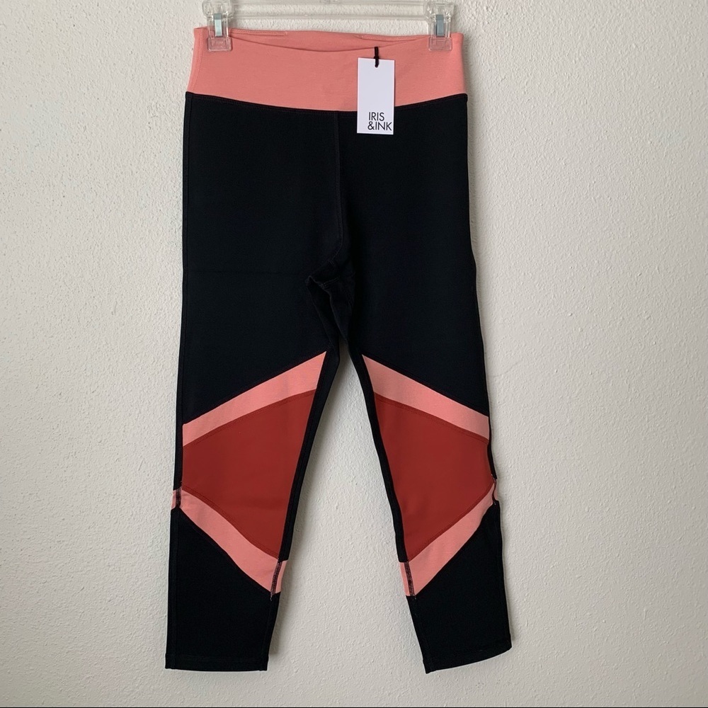 Revolve Iris & Ink black pink high rise crop leggings XS
